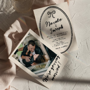 Invitation Écrit à la main Vintage Unique moderne Mariage pho