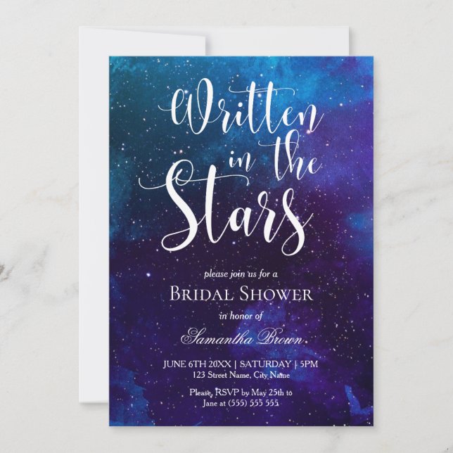 Invitation Écrit dans la Fête des mariées des étoiles (Devant)
