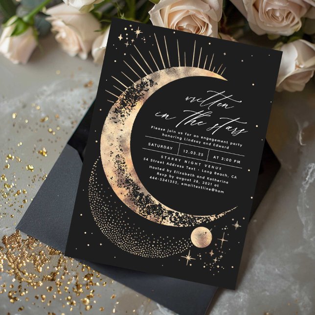 Invitation Écrit dans la partie d'engagement céleste des étoi (Written in the Stars Engagement Party Invitation)