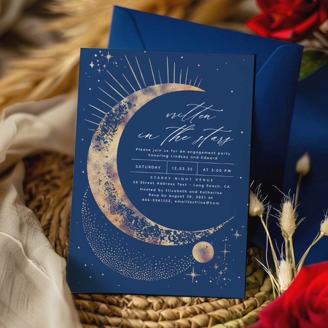 Invitation Écrit dans la partie d'engagement céleste des étoi (Written In The Stars Engagement Party Invitations)