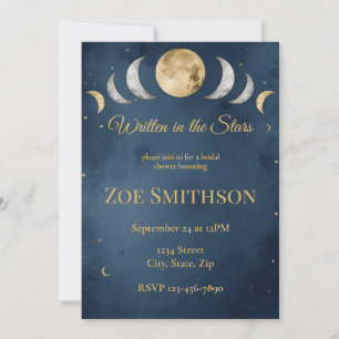 Invitation Écrit dans les Étoiles   Bride Céleste Navy et Or
