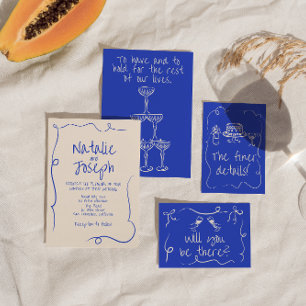 Invitation Ecrit main dessiné moderne Funky unique Mariage