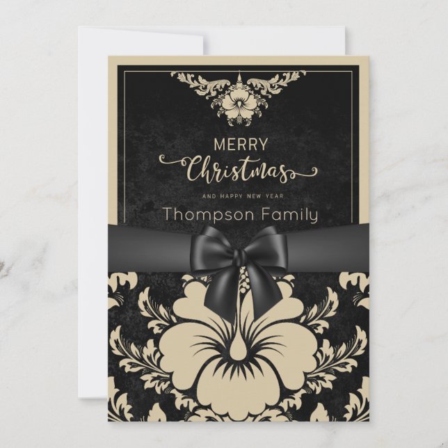 Invitation Écriture beige joyeux Noël et une bonne année (Devant)