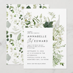 Invitation Écriture botanique moderne et verte mariage invi