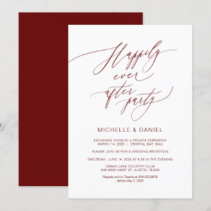 Invitation Écriture Bourguignonne Romantique, Mariage en Elop