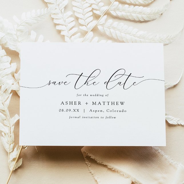 Invitation Écriture calligraphique élégante classique pour la (Elegant Script Typography Simple Save the Date Cards)