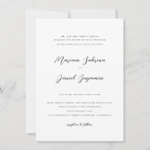 Invitation Écriture Calligraphique Moderne Élégante Mariage B