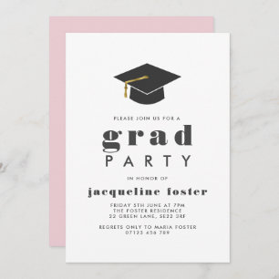 Invitation Écriture Casquette et typographie Grad Grad Grad