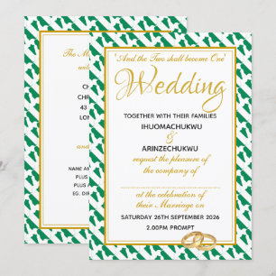 Invitation Écriture chrétienne du NIGERIA Mariage Naija