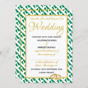 Invitation Écriture chrétienne NIGERIA Mariage Naija