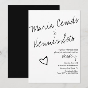 Invitation Écriture de lettre à cœur flottant simple Mariage