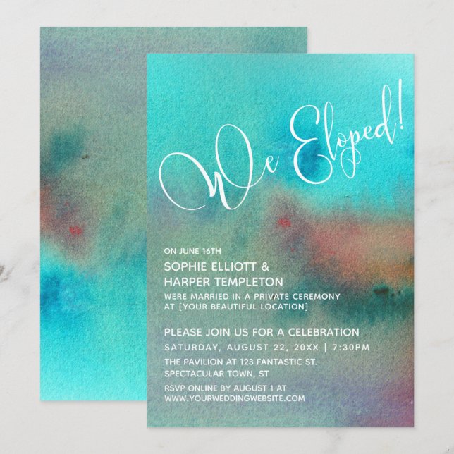 Invitation Écriture de "Nous nous sommes enfuis" à l'aquarell (Devant / Derrière)