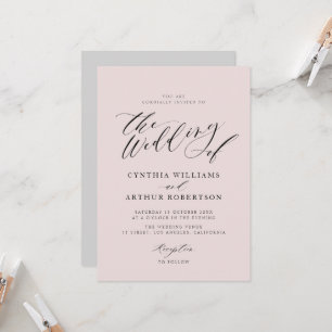 Invitation écriture de script en lettres grises et en faire-p