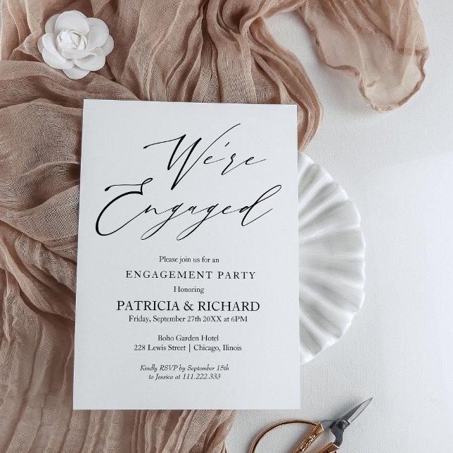 Invitation Écriture de Style Nous sommes fiancés Fête de fian (Créateur téléchargé)