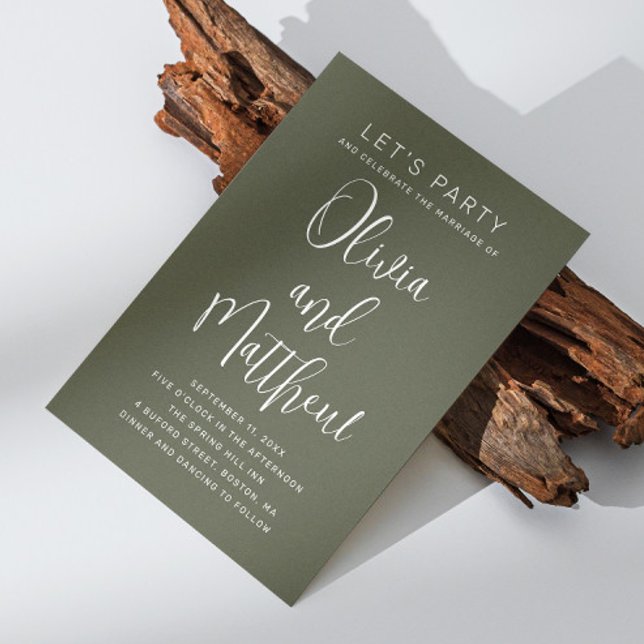 Invitation Écriture de typographie vert sauge mariage + détai (Créateur téléchargé)