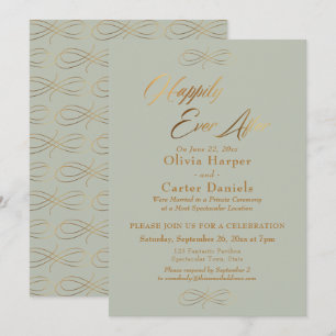 Invitation Écriture dorée élégante Heureux jusqu'à la fin des