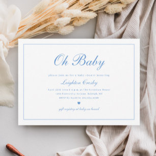 Invitation Écriture Élégante Oh Bébé Fille ou Garçon Baby Sho