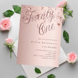 Invitation Écriture étoile or rose 21e anniversaire<br><div class="desc">Une invitation design et moderne pour une fête de 21e anniversaire. arrière - plan rose dégradé d'or et le mot Vingt et un écrit avec d'élégantes grandes lettres de script en or rose foncé. Décoré d'étoiles. Personnalisez et ajoutez un nom et des détails du parti.</div>