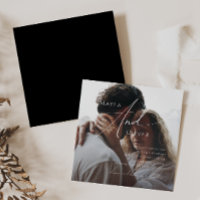 Écriture fantaisiste | Mariage photo carré noir