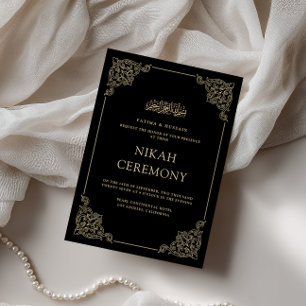 Invitation Écriture formelle baroque vintage noire Cérémonie