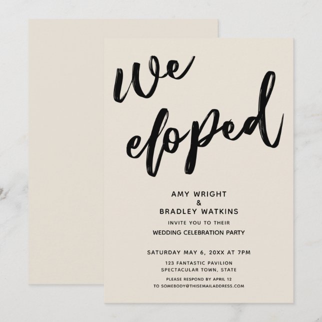 Invitation Écriture main Nous sommes partis en voyage de noce (Devant / Derrière)