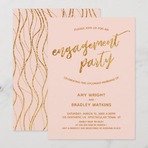 Invitation Écriture manuscrite Gold Waves moderne sur le Fian
