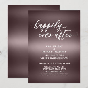 Invitation Écriture manuscrite Heureux pour toujours sur or r