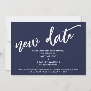 Invitation Écriture manuscrite Mariage reporté Nouvelle date 
