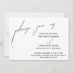 Invitation Écriture manuscrite mince moderne Simple Rejoignez