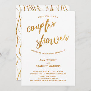 Invitation Écriture manuscrite moderne Gold Waves Douche Coup