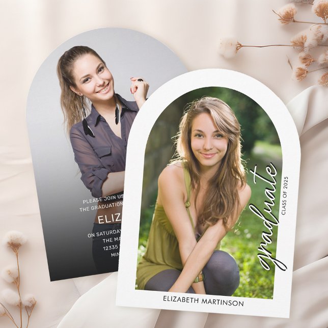 Invitation Écriture manuscrite moderne Script Photo Arched Gr (Créateur téléchargé)