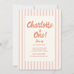 Invitation Écriture manuscrite Pink Pastel Retro Baby Anniver