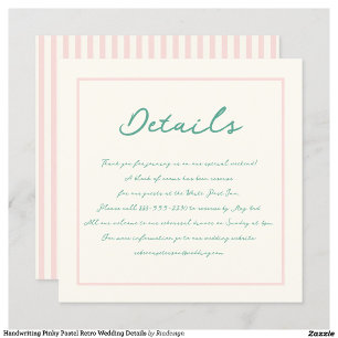 Invitation Écriture manuscrite Pinky Pastel Retro Détails du