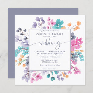 Invitation Écriture mariage florale de lavande rose