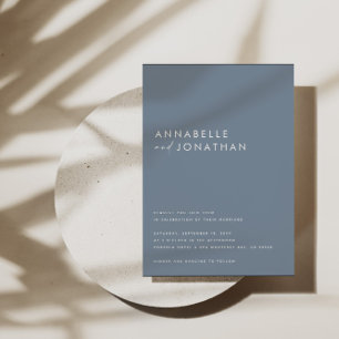 Invitation Écriture moderne bleu poussiéreux mariage contempo