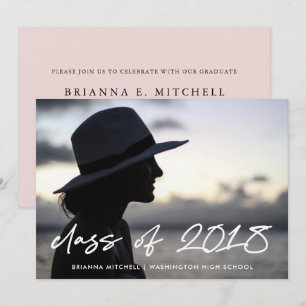 Invitation Écriture moderne Classe de 2018 Photo Grad Party