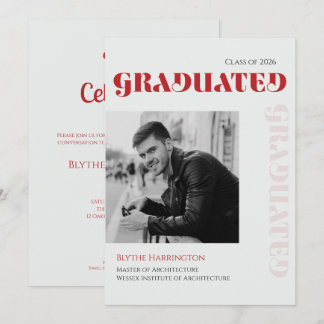 Invitation Écriture moderne élégante de type rouge noir et gr