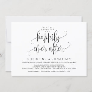 Invitation Écriture moderne, noir, fuite amoureuse de mariage