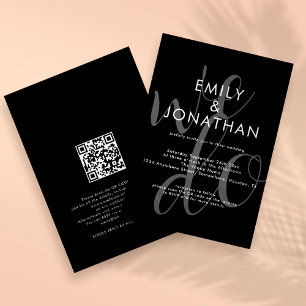 Invitation Écriture moderne We Do Overlay QR Code Mariage Noi