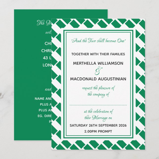 Invitation Écriture patriotique NIGERIA Mariage personnalisé (Devant / Derrière)