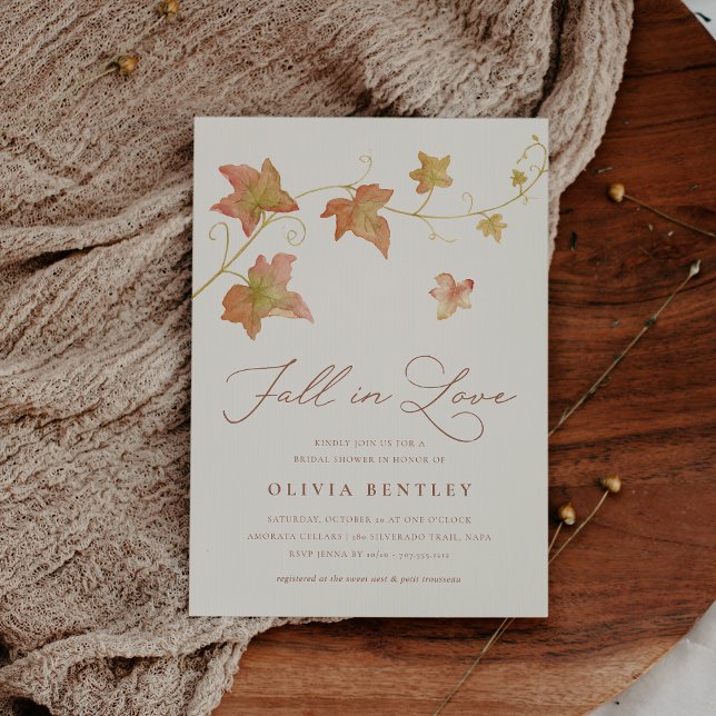 Invitation Ecru | Bridal Shower de feuilles d'automne (Créateur téléchargé)