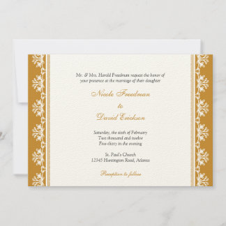 Invitation Ecru brun filigree perlé frontière personnalisée m