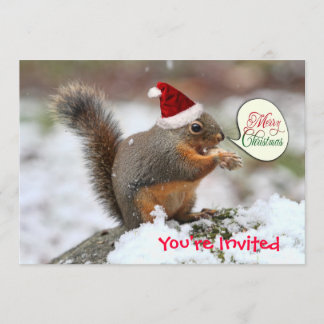 Invitation Écureuil de Noël en neige