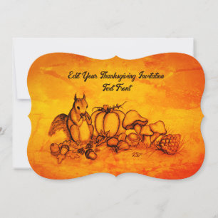 Invitation Écureuil en automne, Joyeux Thanksgiving!