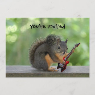 Invitation Écureuil jouant la guitare électrique