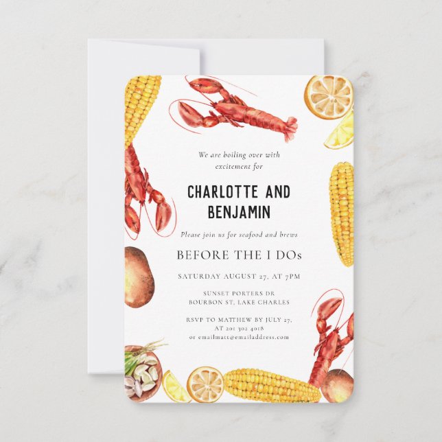 Invitation Écuve de poisson à la vapeur Été Partie d'engageme (Devant)