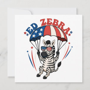 Invitation Ed Zebra Happy 4 juillet drapeau patriotique améri
