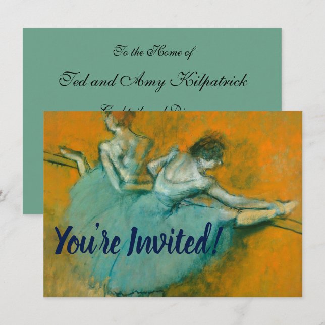 Invitation Edgar Degas Danseuses à la barre Impression : Art  (Devant / Derrière)