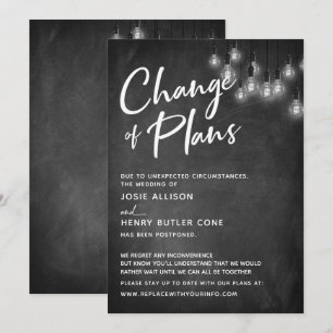 Invitation Edison Lights Changement de plans Reporté Mariage