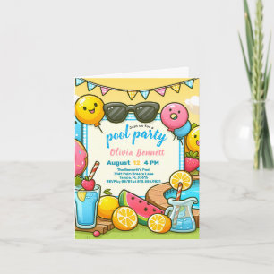 Invitation Editab PoolFête Anniversaire pour les enfants Amus